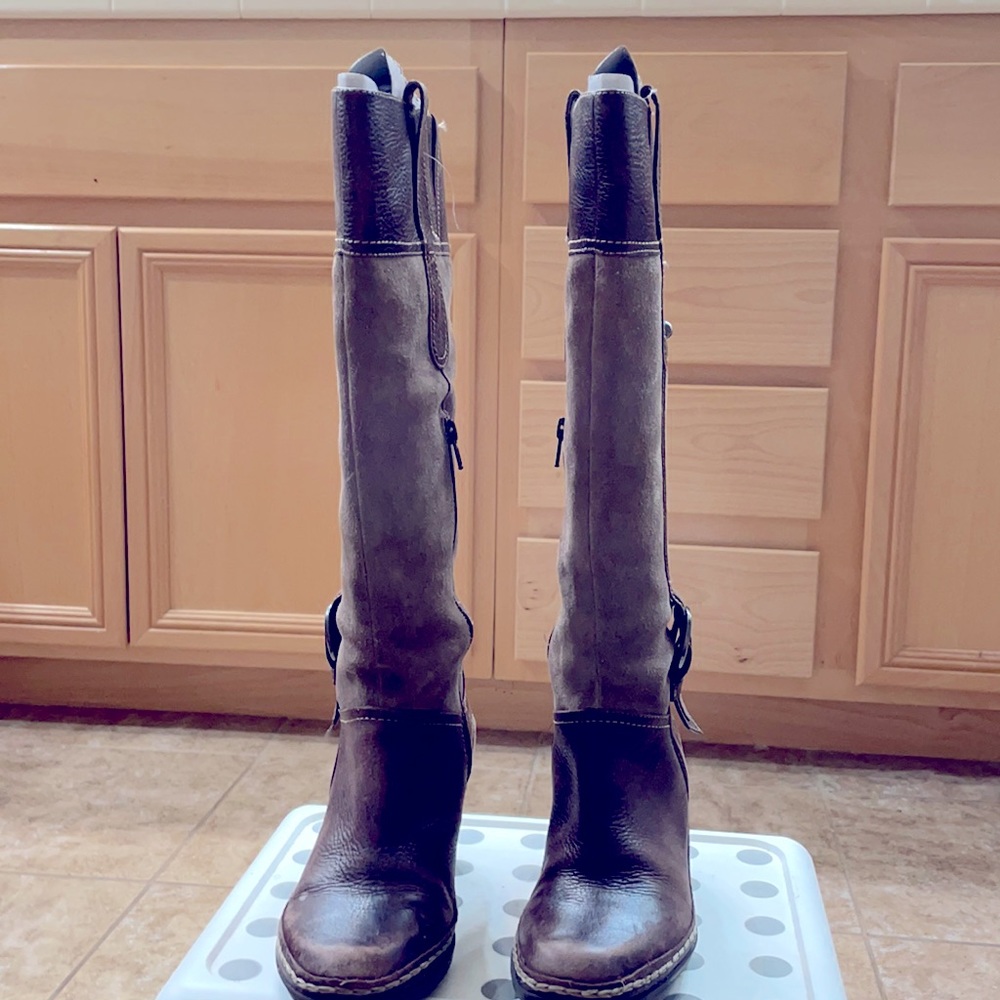 Brown leather and suede Riding Boots